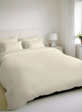 Premium High Quality Cotton 250TC Queen Stripe 6 Piece Duvet Cover Set 220x240cm Ivory - Cotton Home