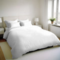 6 Piece Duvet Cover Set 100% Cotton Stripe - 220x240cm Queen - White