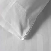 6 Piece Duvet Cover Set 100% Cotton Stripe - 220x240cm Queen - White