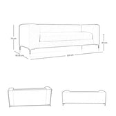 Urban Luxe 3 Seater Modern Fabric Sofa With Metal Legs 233x95x76