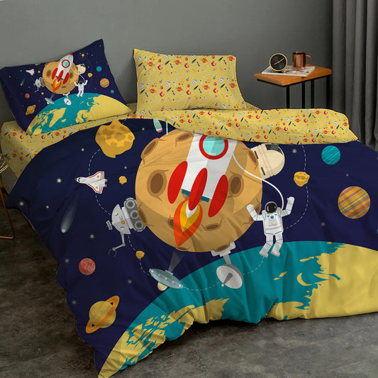 Space 4 Pc Duvet Cover Set For Kids 160x220cm