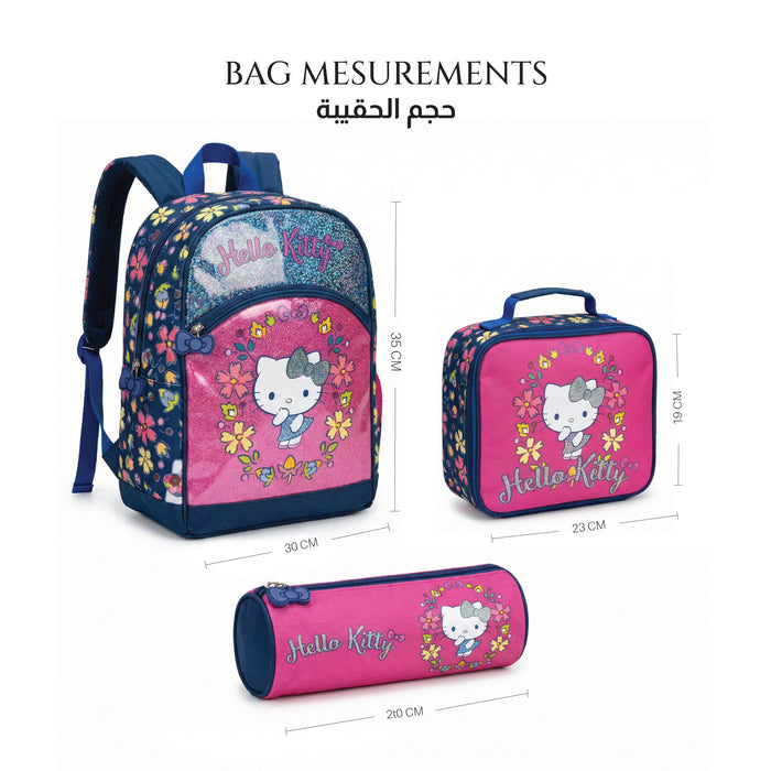 Hello Kitty 3-Piece School Bag Set – Backpack with Lunch Bag & Pencil Case 4+ Years
