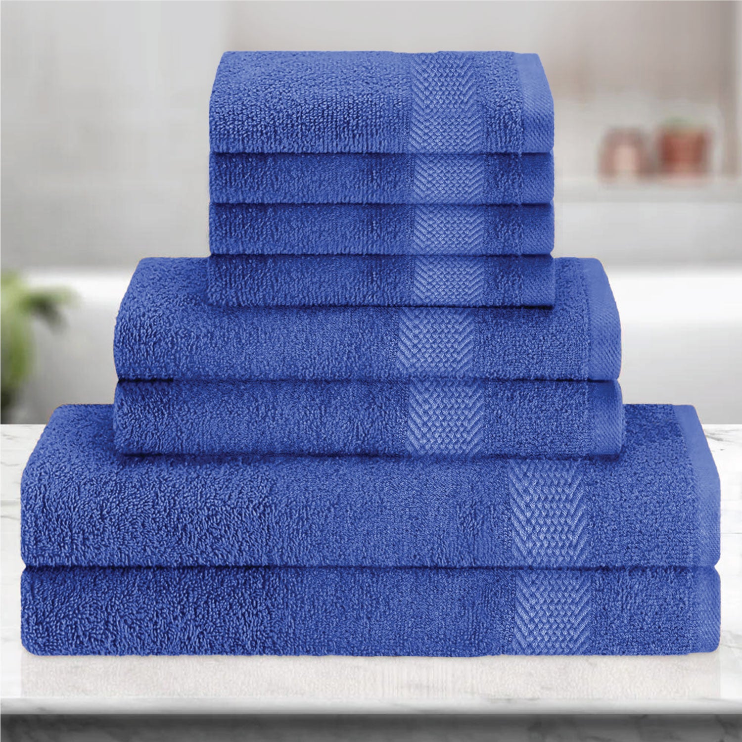 Cotton 6 Piece Towel Set-Soft Feel, Quick Dry, Highly Absorbent Durable Towels