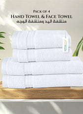 Cotton Face Towel and Hand Towel 4 Piece Set-Soft Feel, Quick Dry, Highly Absorbent Durable Towels - Cotton Home