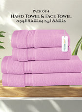 Cotton Face Towel and Hand Towel 4 Piece Set-Soft Feel, Quick Dry, Highly Absorbent Durable Towels - Cotton Home