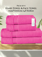 Cotton Face Towel and Hand Towel 4 Piece Set-Soft Feel, Quick Dry, Highly Absorbent Durable Towels - Cotton Home