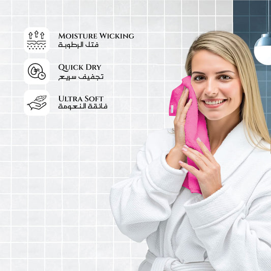 Eid Exclusive Deals on Towels Bathrobe and Slippers Pink