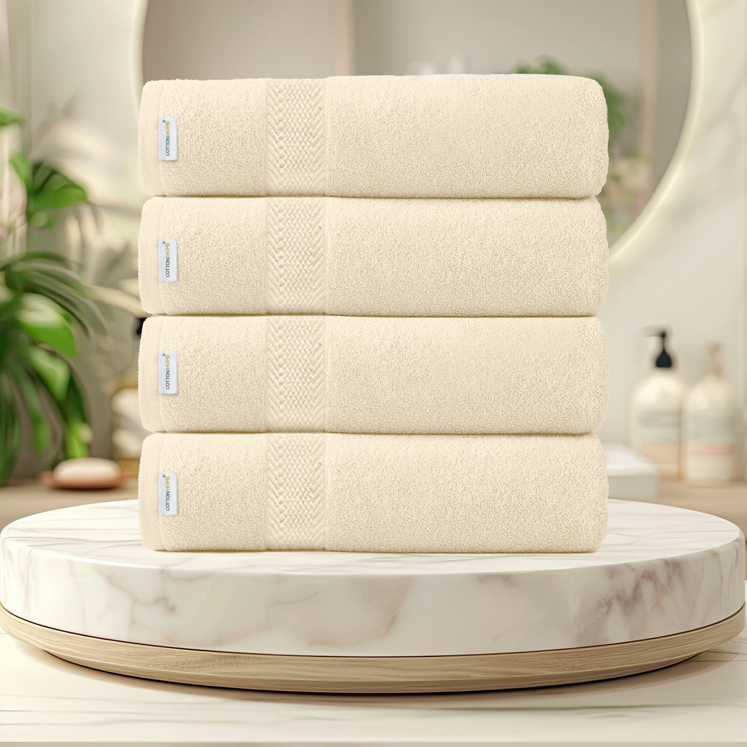 Cotton Hand Towel 50x100 CM 4 Piece Set-Soft Feel, Quick Dry, Highly Absorbent Durable Towels