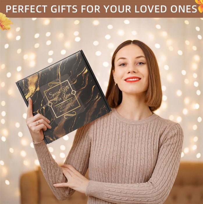 Bath Gift Box Set – Luxe Black Spa Care Package with 12 Relaxing Self-Care Items for Women, Mom, Wife, Sister, Friends