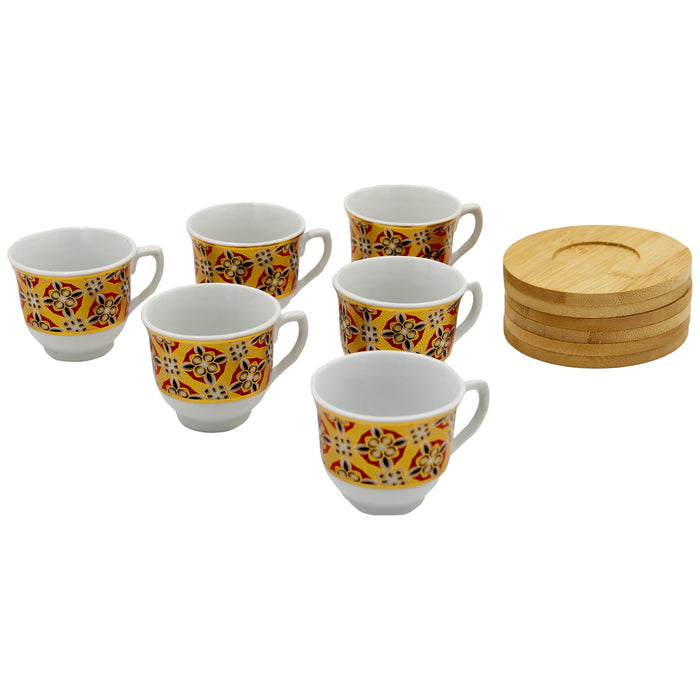 Elegant Tea Cup and Saucer Set - 6PC | Regal Flower | Cotton Home