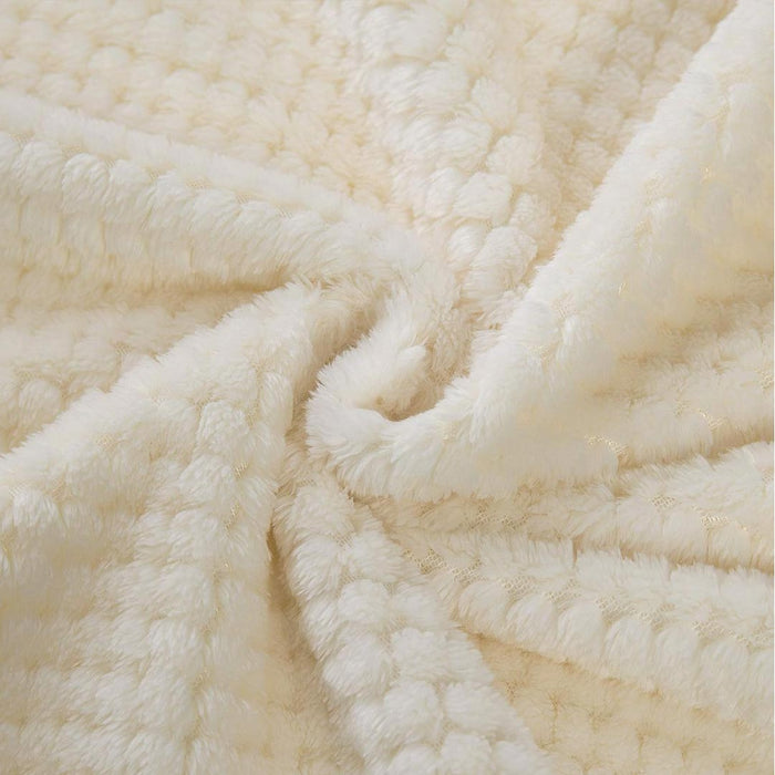 Tranquil Plaid Blanket Queen Size 220x240 Ivory - Cotton Home