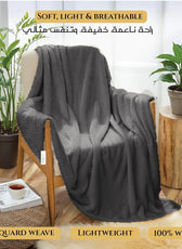 Tranquil Plaid Blanket Single Size 150x220 Dark Grey - Cotton Home