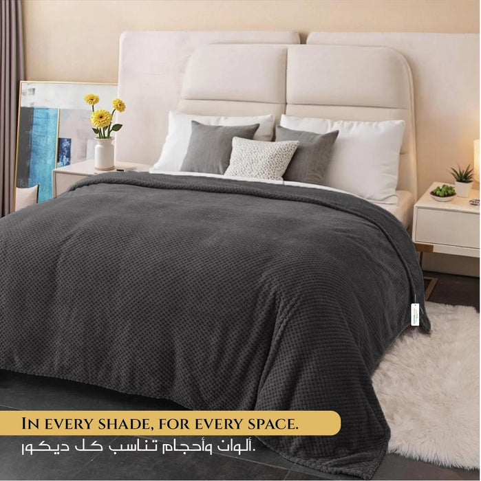 Tranquil Plaid Blanket Single Size 150x220 Dark Grey - Cotton Home