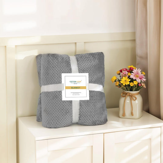 Tranquil Plaid Blanket Single Size 150x220 Silver - Cotton Home