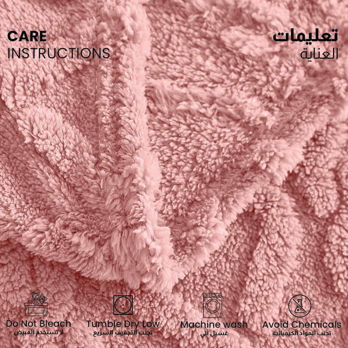 Premium Jacquard Blanket Double Size 220x240 Pink - Cotton Home