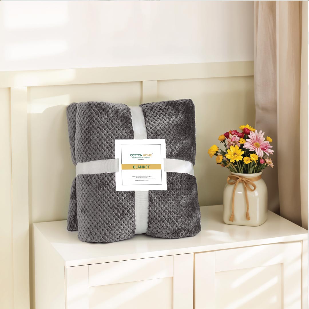 Tranquil Plaid Blanket Single Size 150x220 Silver - Cotton Home