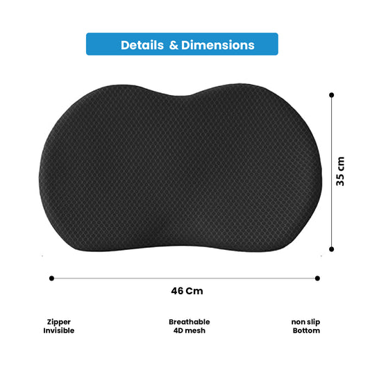 Spine Black Lumbar Support Memory Foam Cushion for Car Seats – 46x34x10cm