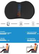 Spine Black Lumbar Support Memory Foam Cushion for Car Seats – 46x34x10cm