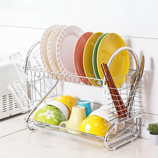 Stainless Steel Dish Rack with Removable Drain Board