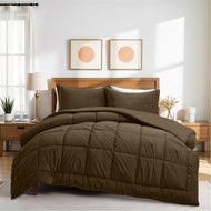 Luxury Velvet 3-Piece Queen Comforter Set - 220x240 cm- Khaki