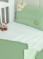 Soft Velvet Kids Pillow – Cute Cartoon Design, 28cm x 47cm Green