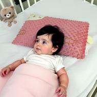 Soft Velvet Kids Pillow – Cute Cartoon Design, 28cm x 47cm Pink