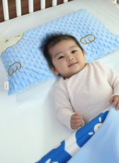 Soft Velvet Kids Pillow – Cute Cartoon Design, 28cm x 47cm, Blue