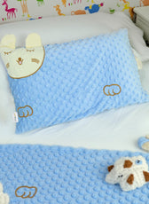 Soft Velvet Kids Pillow – Cute Cartoon Design, 28cm x 47cm, Blue