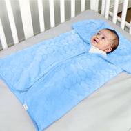 Baby Breathable Swaddle Blanket – Ultra Soft, Lightweight & Cozy Plush with Embossed Hearts, 90x80cm Blue