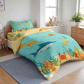 Kids Duvet Cover Set 3 Pcs - Aqua Print | 135x220cm | Microfiber | Cotton Home