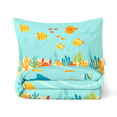 Kids Duvet Cover Set - 4 Pc - Aqua Print 160x220cm | Cotton Home