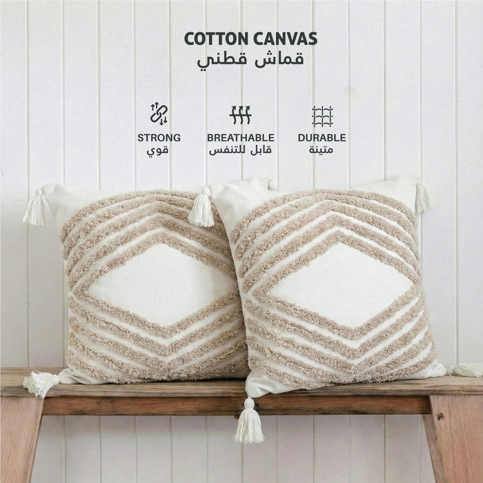 Boho Handcrafted Throw Pillow 45x45cm Filled Cushion with Arrow Design Pack of 2
