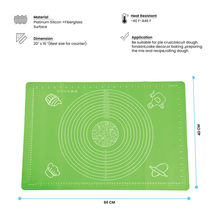 Silicon Green Reusable Non-Stick Baking Mat Extra Large 60x40cm