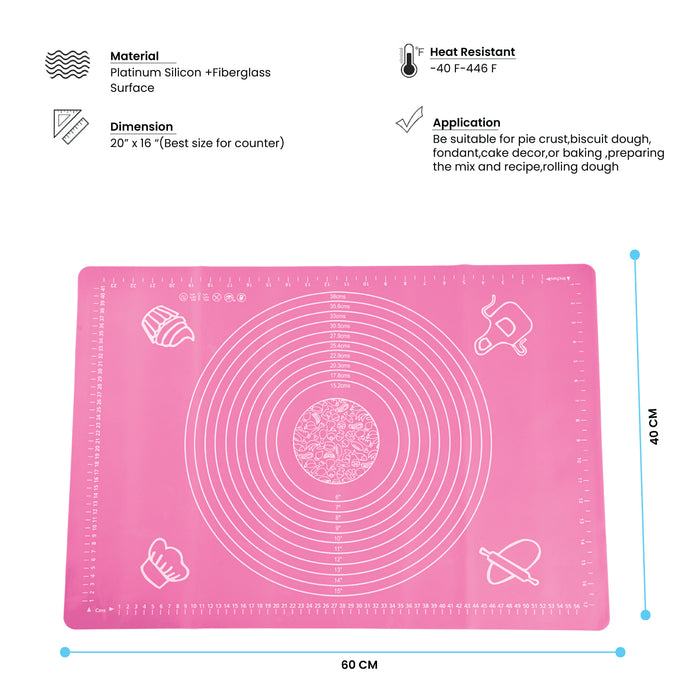 Silicon Pink Reusable Non-Stick Baking Mat Extra Large 60x40cm