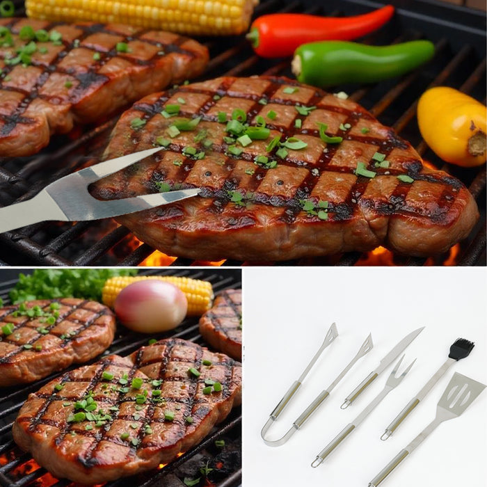 Premium Stainless Steel 5 pieces BBQ Grill Tool Set with Oxford Bag