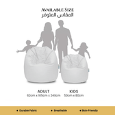 Kids Bean Bag Chair Premium PU Leather 50x80x80cm - Grey