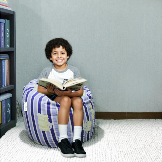 Eid Exclusive Deals on Kids Bean bags with Soft Velvet Kids Pillow Blue
