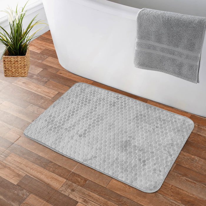 Luxury Memory Foam Cobblestone Bathmat - Grey | Cotton Home