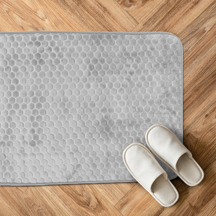 Luxury Memory Foam Cobblestone Bathmat - Grey | Cotton Home