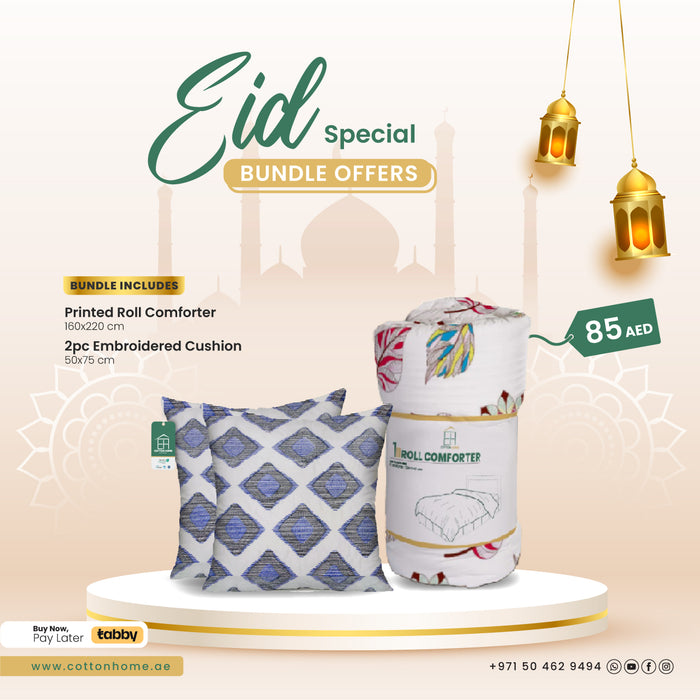 EID Special Bundle: Roll Comforter with Cushions for a Cozy Celebration!