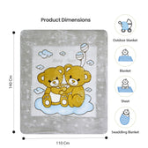 Ultra-Soft Bear Baby Blanket Lightweight & Cozy Plush with Embossed Design, 140x110cm - Grey