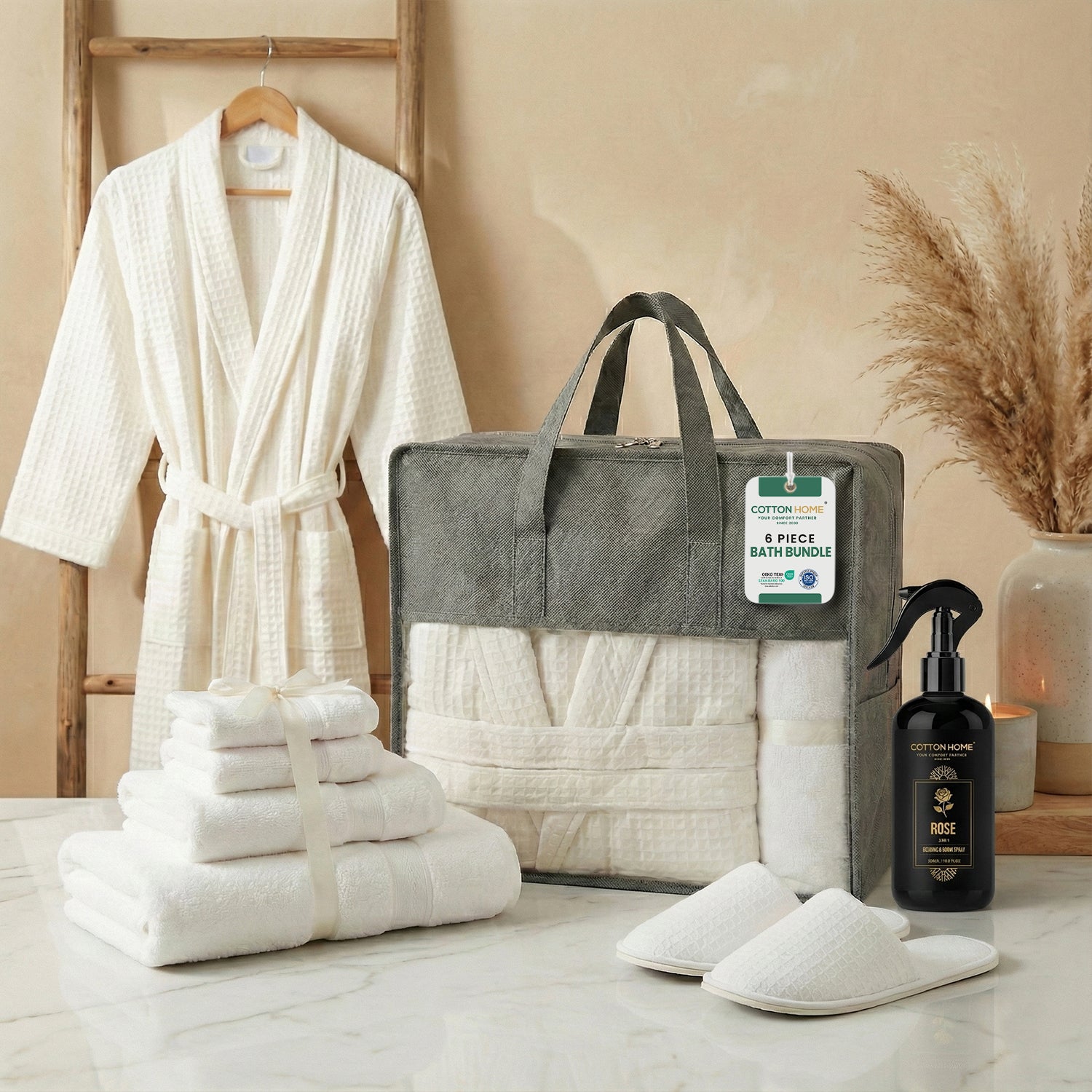 Bathrobe, Towels, Slippers & Room Fragrance by Cotton Home