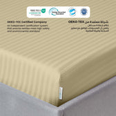 Stripe Fitted Sheet Set Double 120x200+25cm with Pillowcases Beige