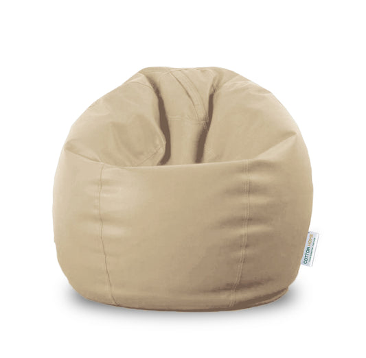 Kids Bean Bag Beige Small Size Indoor Outdoor Furniture Sofa Zipper Closure Couch PU Leather Polystyrene Beads Filling Chair Comfy Washable Durable Room Organizer for kids 50x80x80cm - Cotton Home