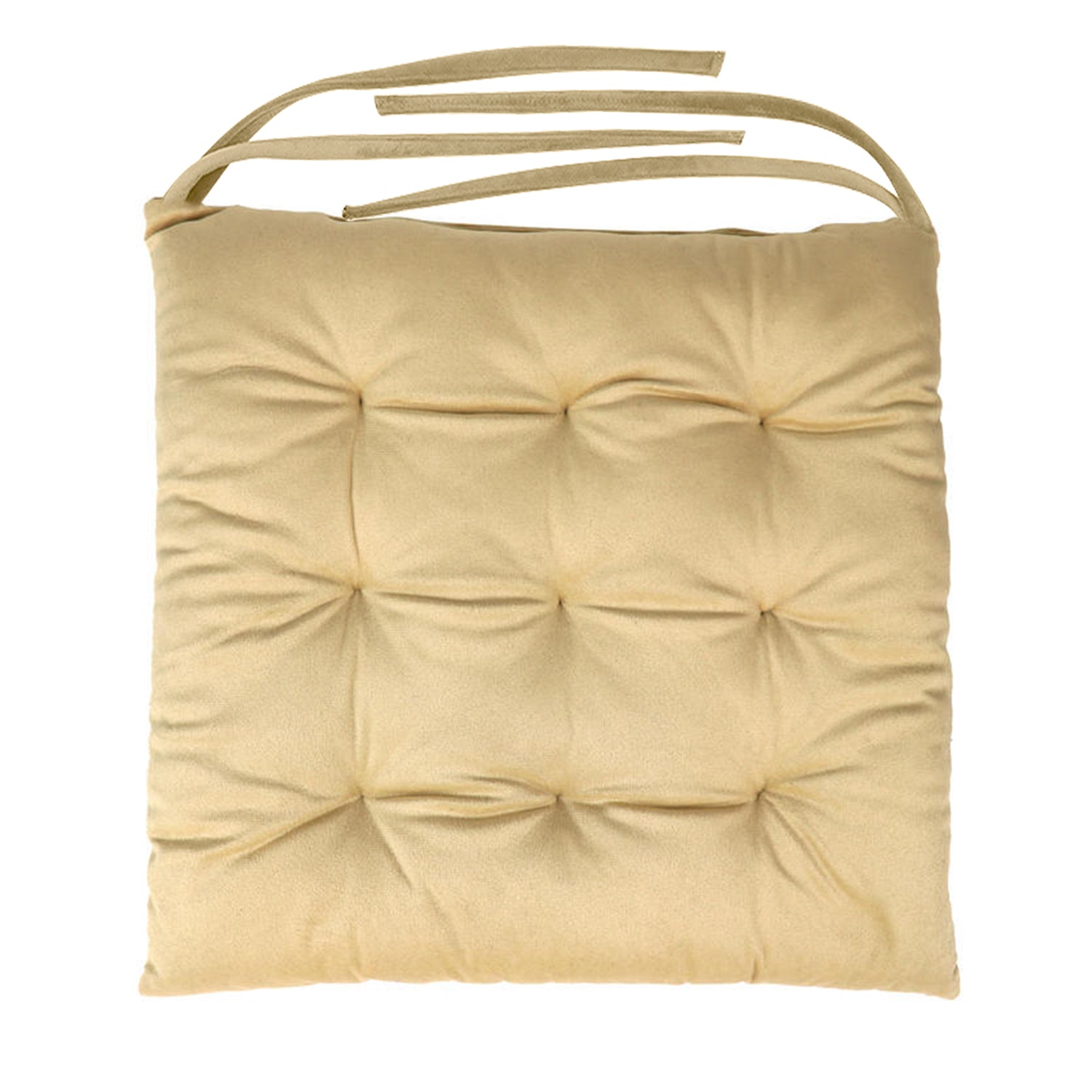 Velvet Slip Free Tufted  Chair Cushion Beige 40x40cm