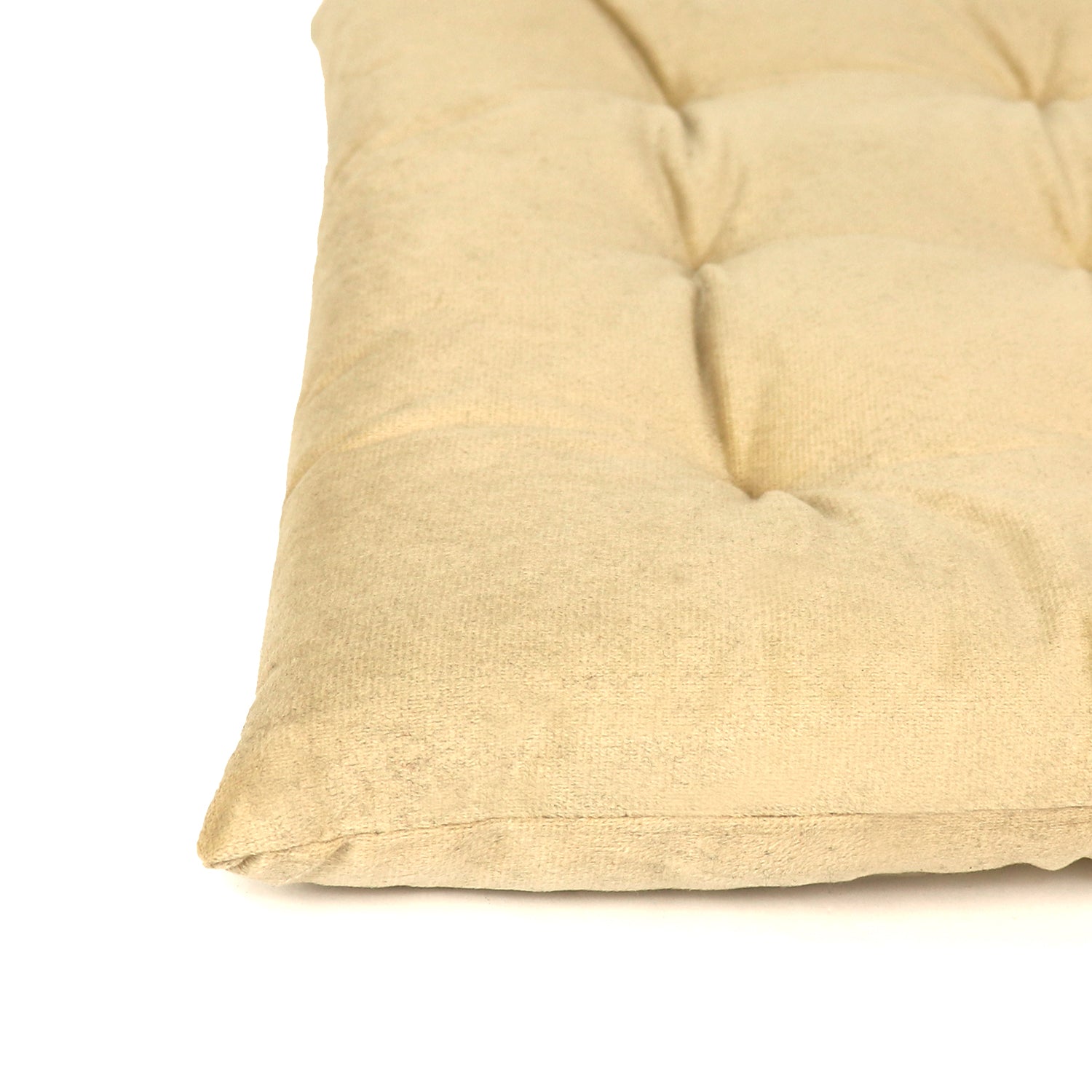 Velvet Slip Free Tufted  Chair Cushion Beige 40x40cm - Pack of 4