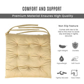 Velvet Slip Free Tufted  Chair Cushion Beige 40x40cm - Pack of 2