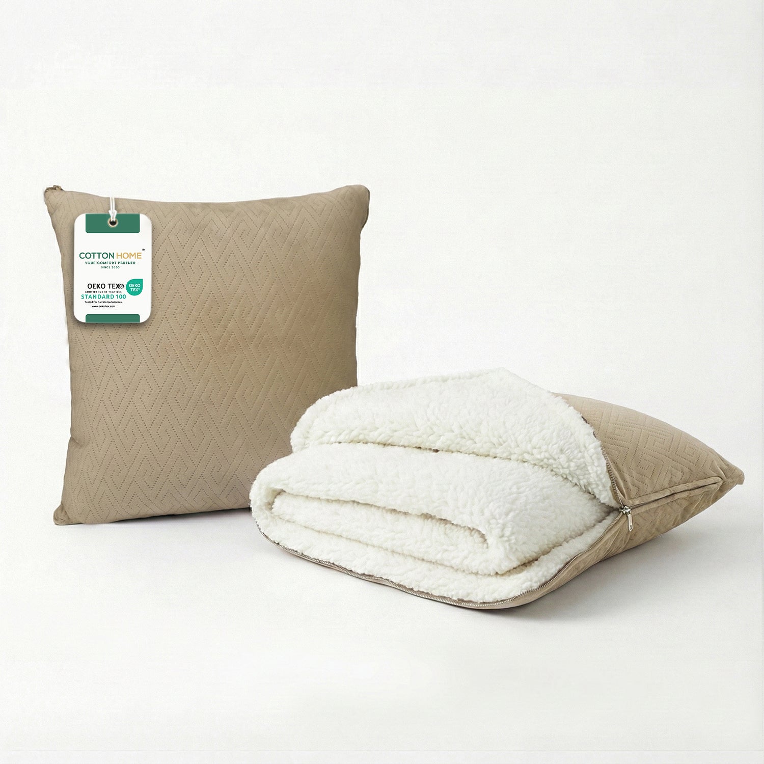 Dormella 2-in-1 Cushion with Blanket 40x40cm Cushion with 160x220cm Blanket Beige