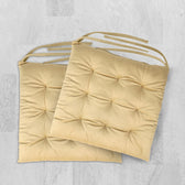 Velvet Slip Free Tufted  Chair Cushion Beige 40x40cm - Pack of 2