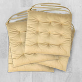 Velvet Slip Free Tufted  Chair Cushion Beige 40x40cm - Pack of 4